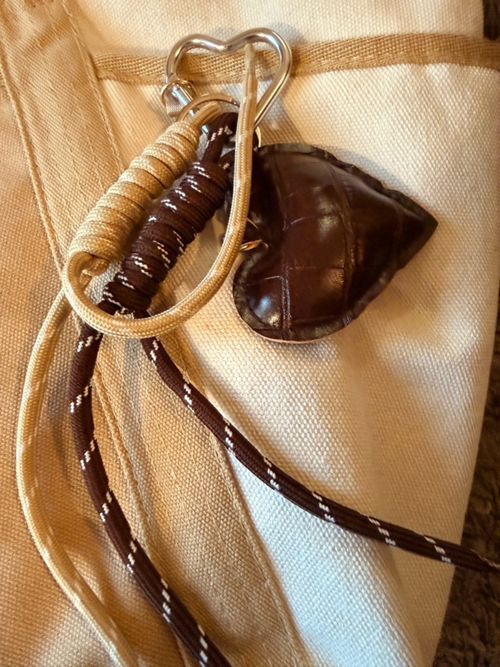 London Fog Canvas Tote Bag in Cream and Tan - Picture 7 of 14